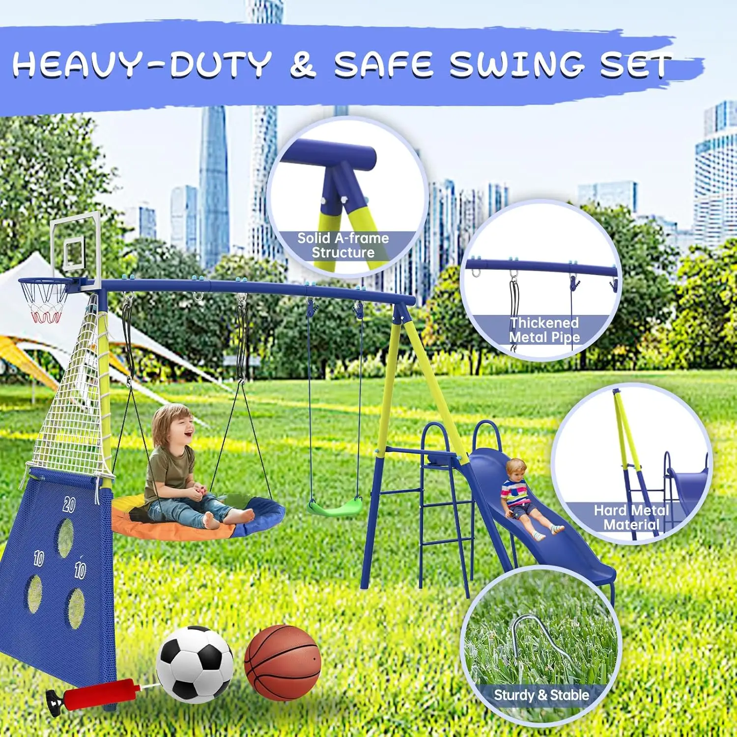 Swing Sets for Backyard with K - Kids Outdoor Wooden Playset 评论和价格