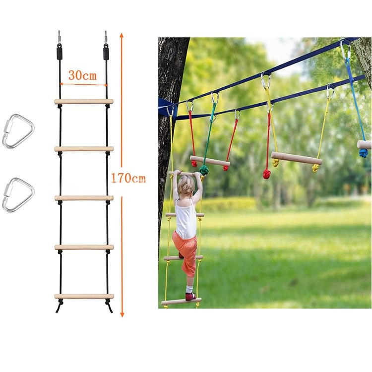 Children Climbing Rope Ladder  - Kids Outdoor Wooden Playset 评论和价格