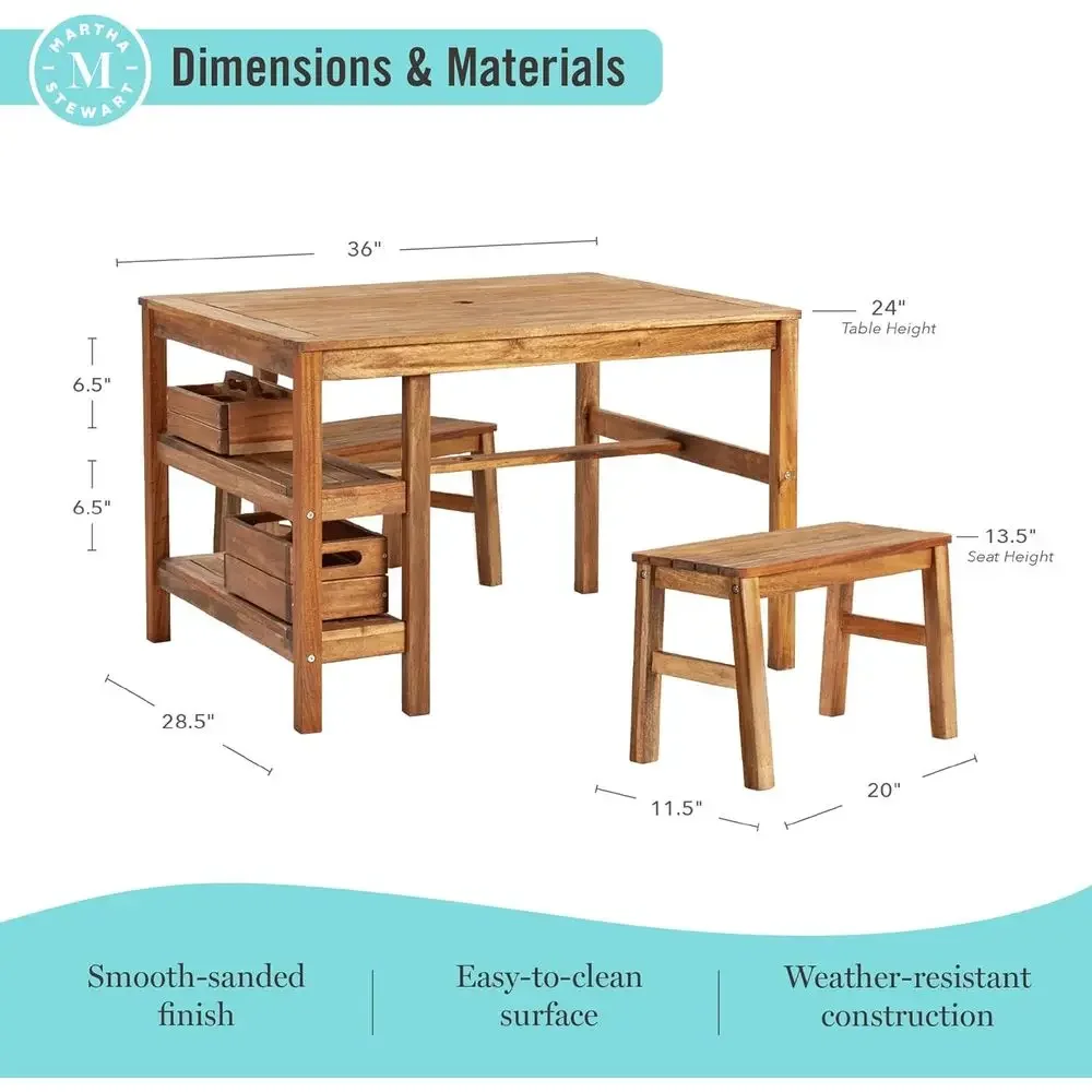 Kids Outdoor Crat Table and 2  - Kids Outdoor Wooden Playset 评论和价格
