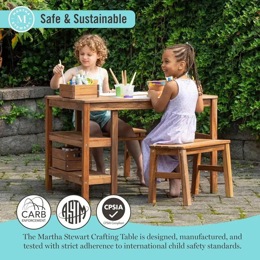 Kids Outdoor Crat Table and 2  - Kids Outdoor Wooden Playset 评论和价格