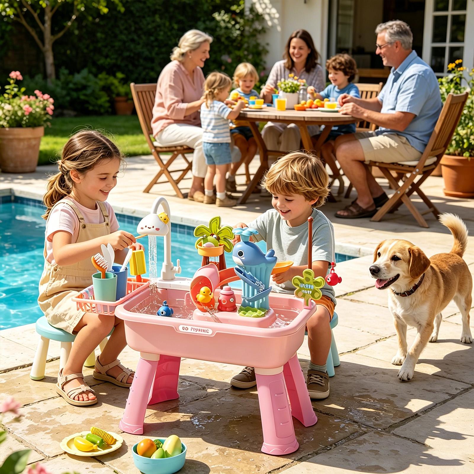 Kids Water Table with Pump, Se - Kids Outdoor Play Table 评论和价格