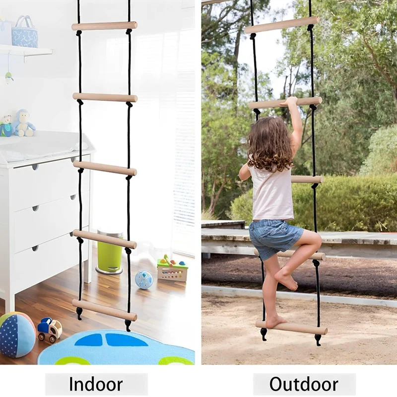 Children Climbing Rope Ladder  - Kids Outdoor Wooden Playset 评论和价格