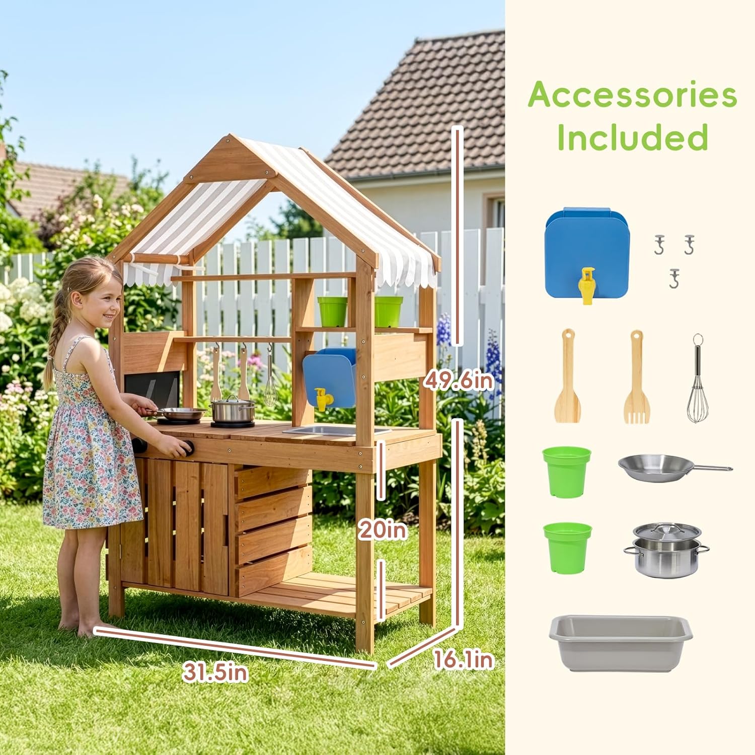 #Mud Kitchen Outdoor Playset C - Kids Outdoor Wooden Playset 评论和价格