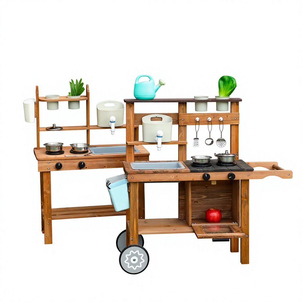 Montessori Outdoor Wooden Mud  - Kids Outdoor Wooden Playset 评论和价格