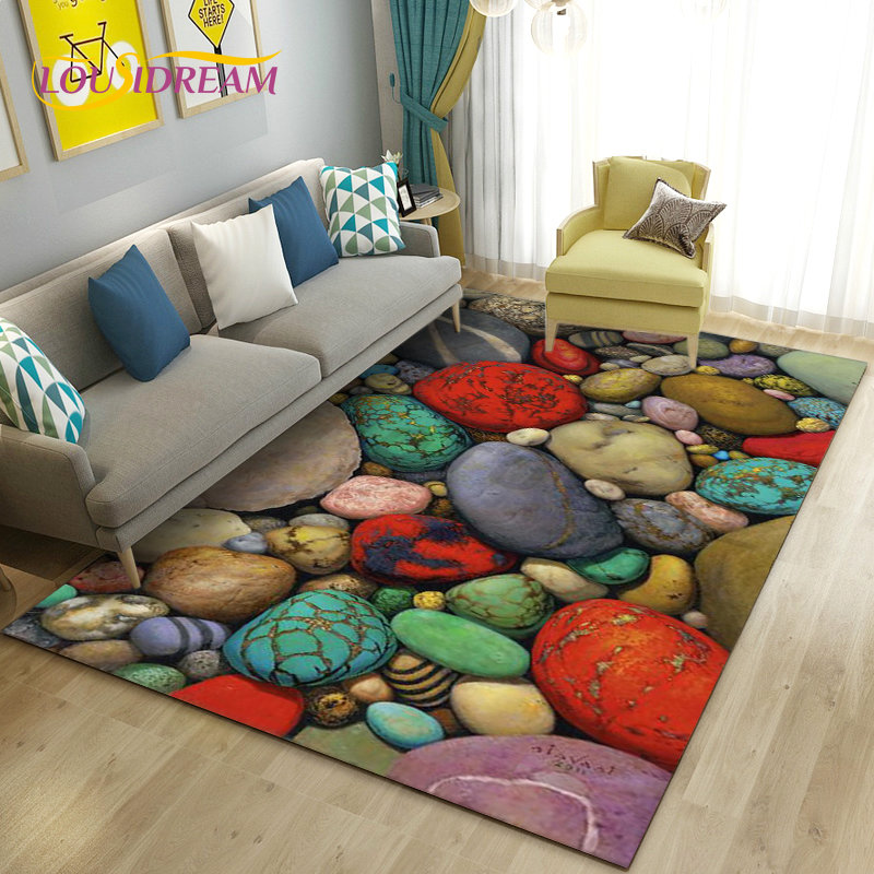3D Colorful Cobblestone Stone  - Kids Outdoor Mat Waterproof 评论和价格