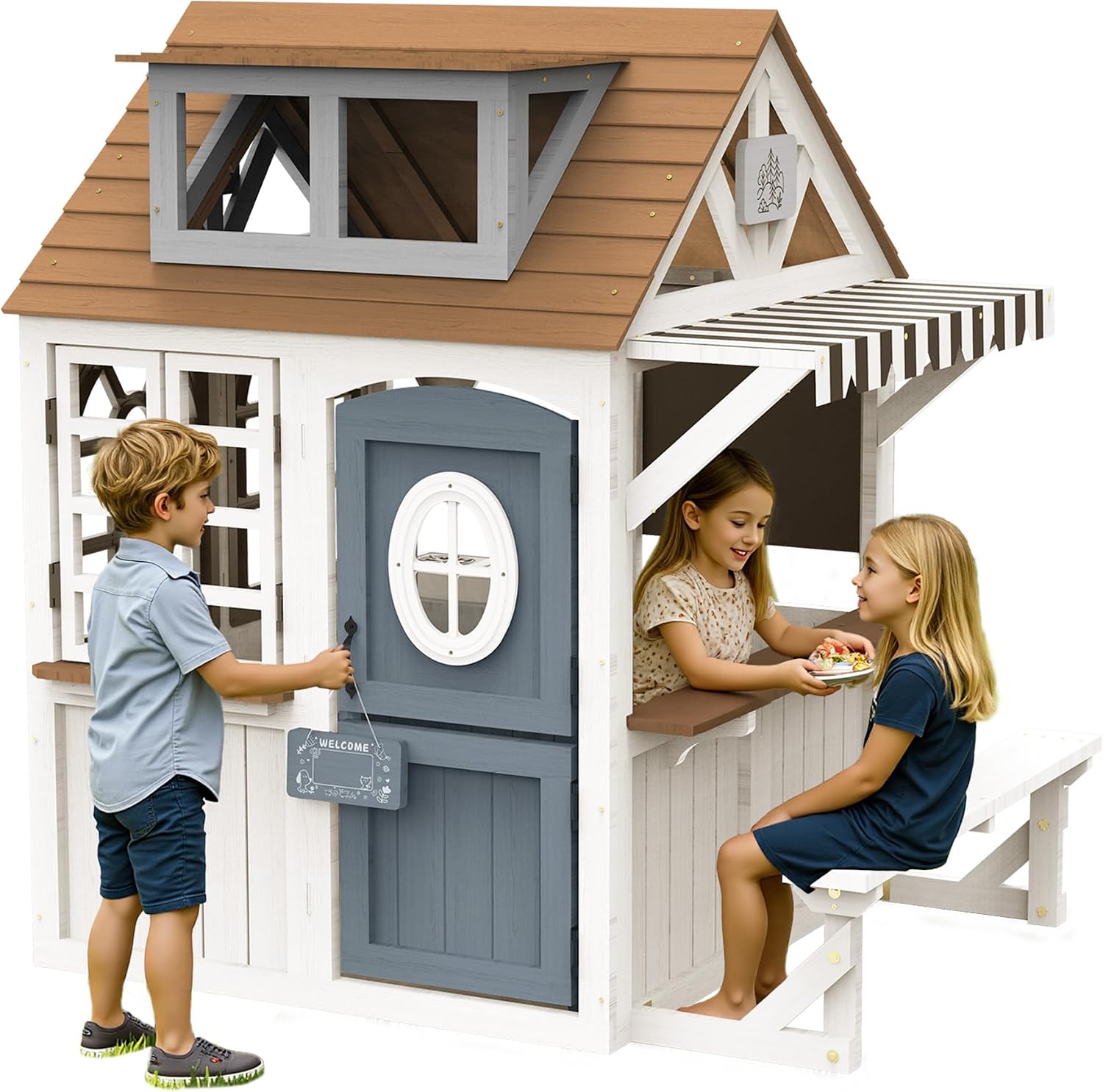 Albott Kids Outdoor Wooden Pla - Kids Outdoor Wooden Playset 评论和价格