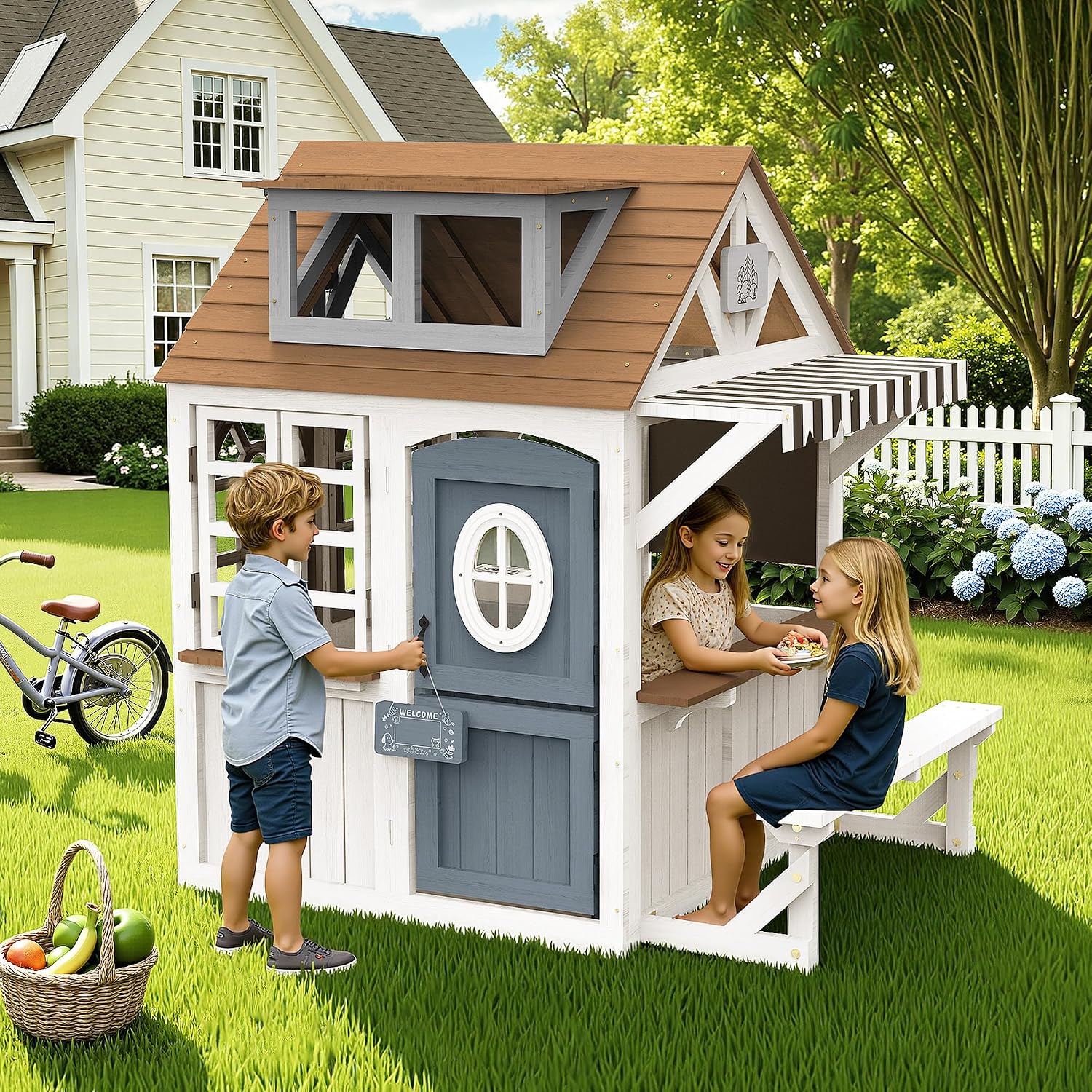 Albott Kids Outdoor Wooden Pla - Kids Outdoor Wooden Playset 评论和价格
