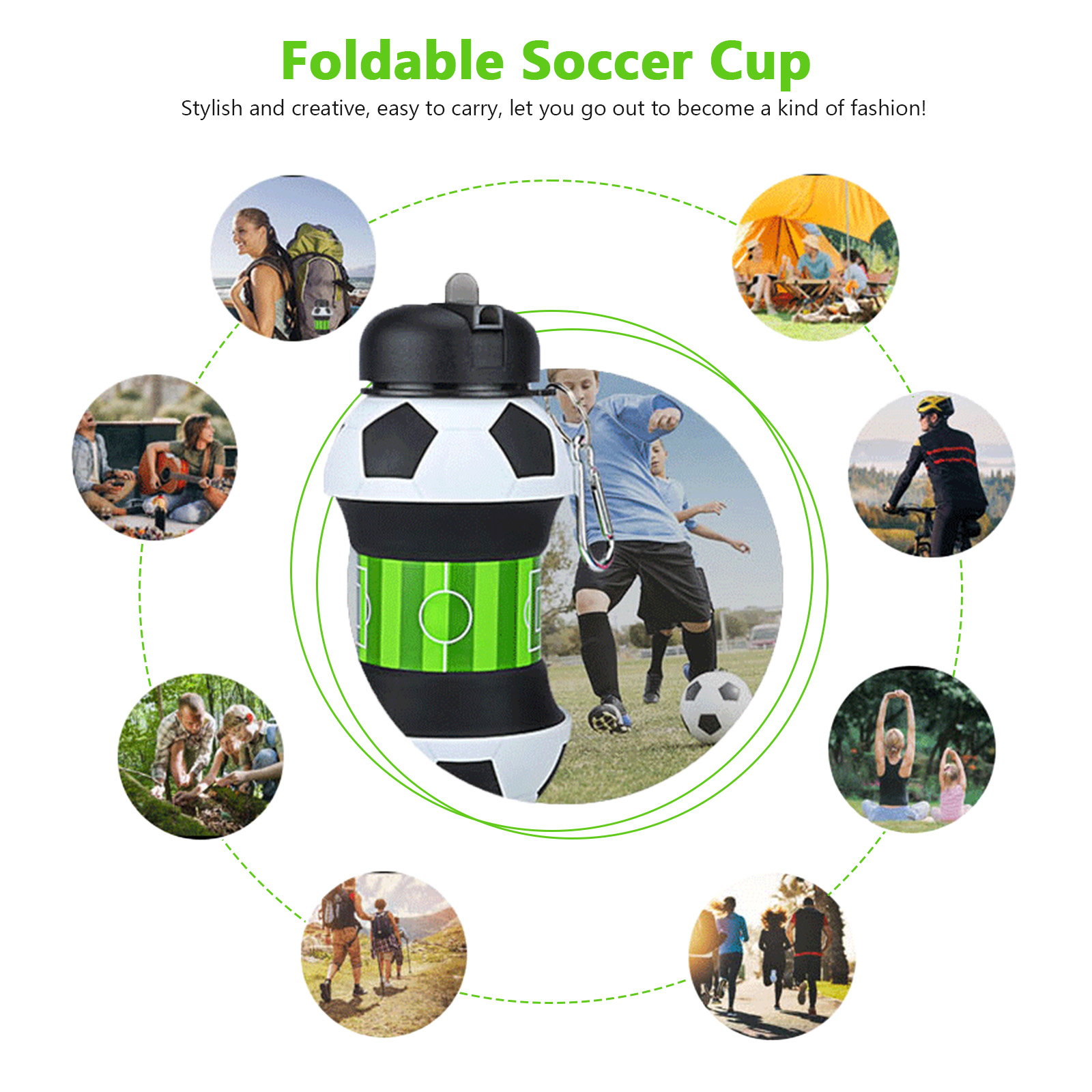 550ml Foldable Football Water  - Outdoor Kid Friendly 评论和价格